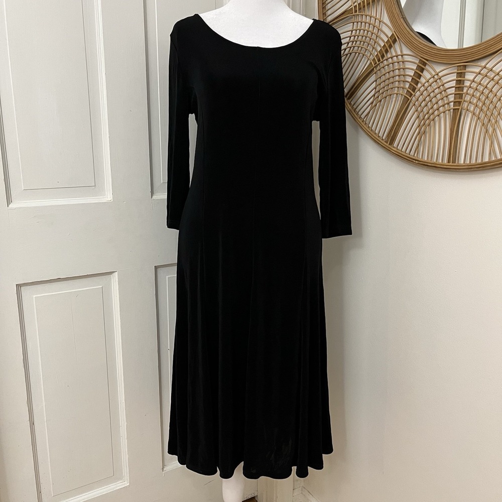 Kiara Black Slinky Flowy Balletcore Gothic‎ Witchy Mourning Fit Flare Dress S